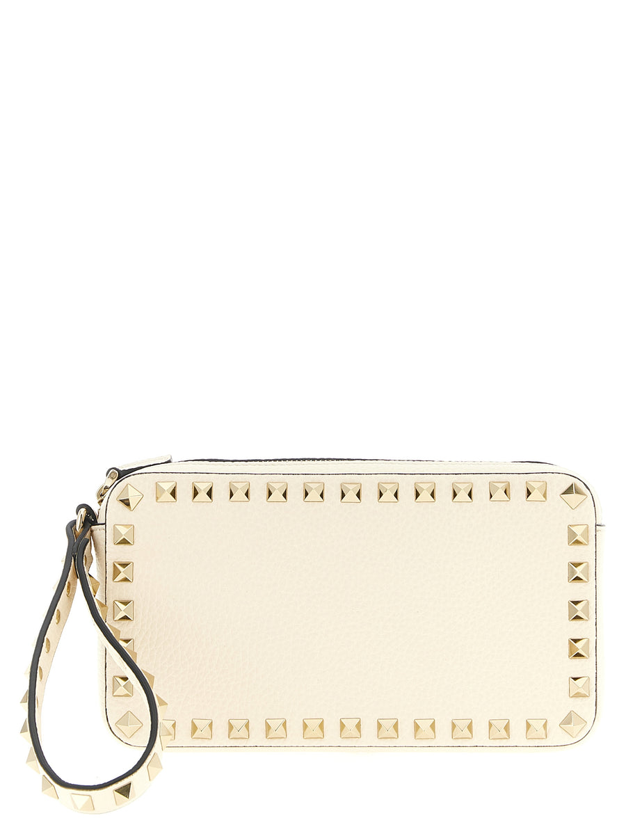 Valentino Garavani 100% calfskin leather clutch in white