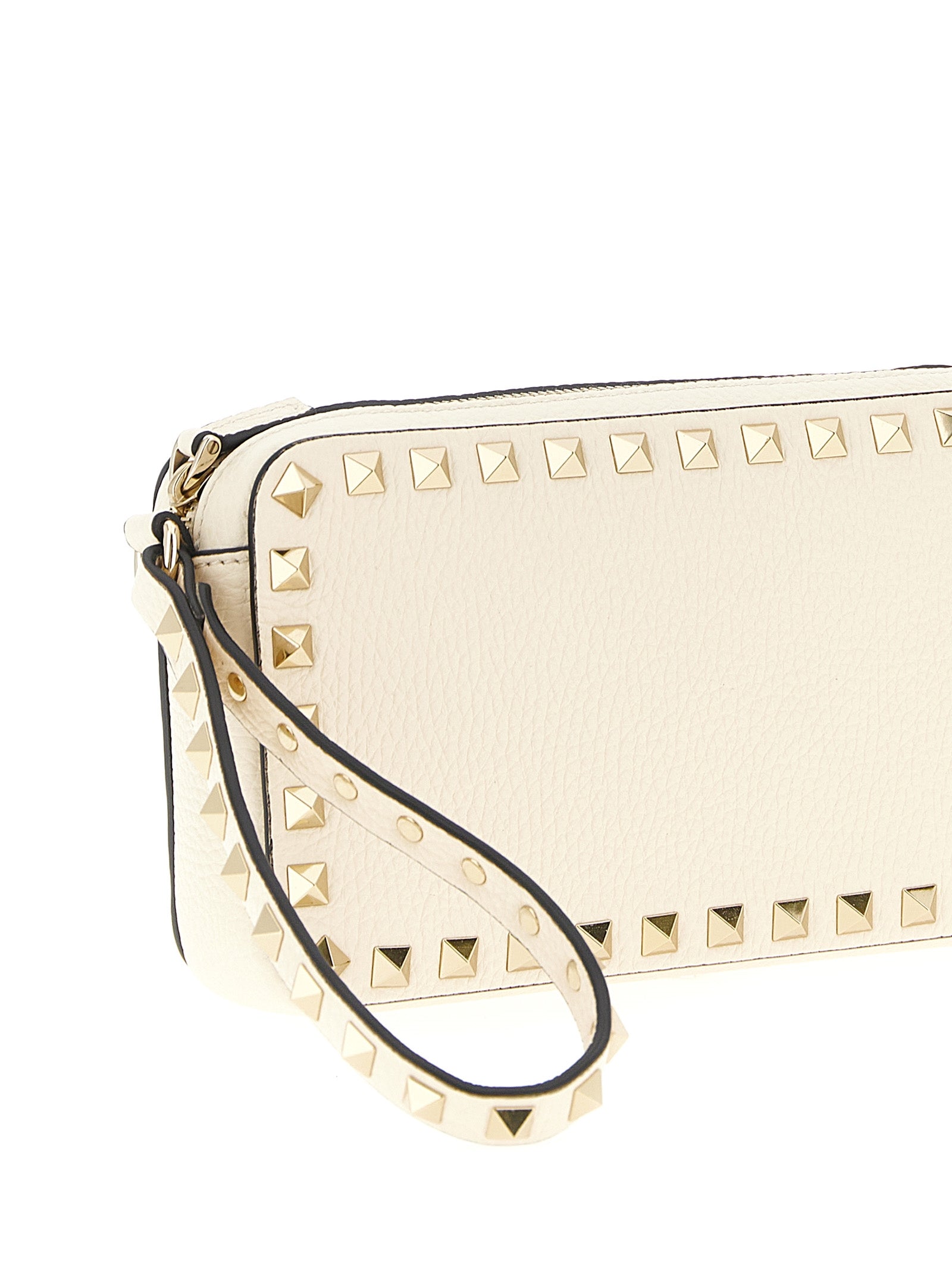 Valentino Garavani 100% calfskin leather clutch in white — view 3