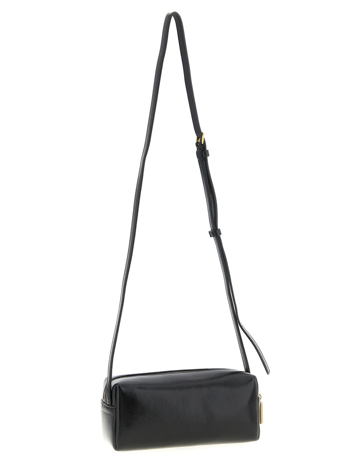 Khaite 100% calfskin leather crossbody bag in black — view 2