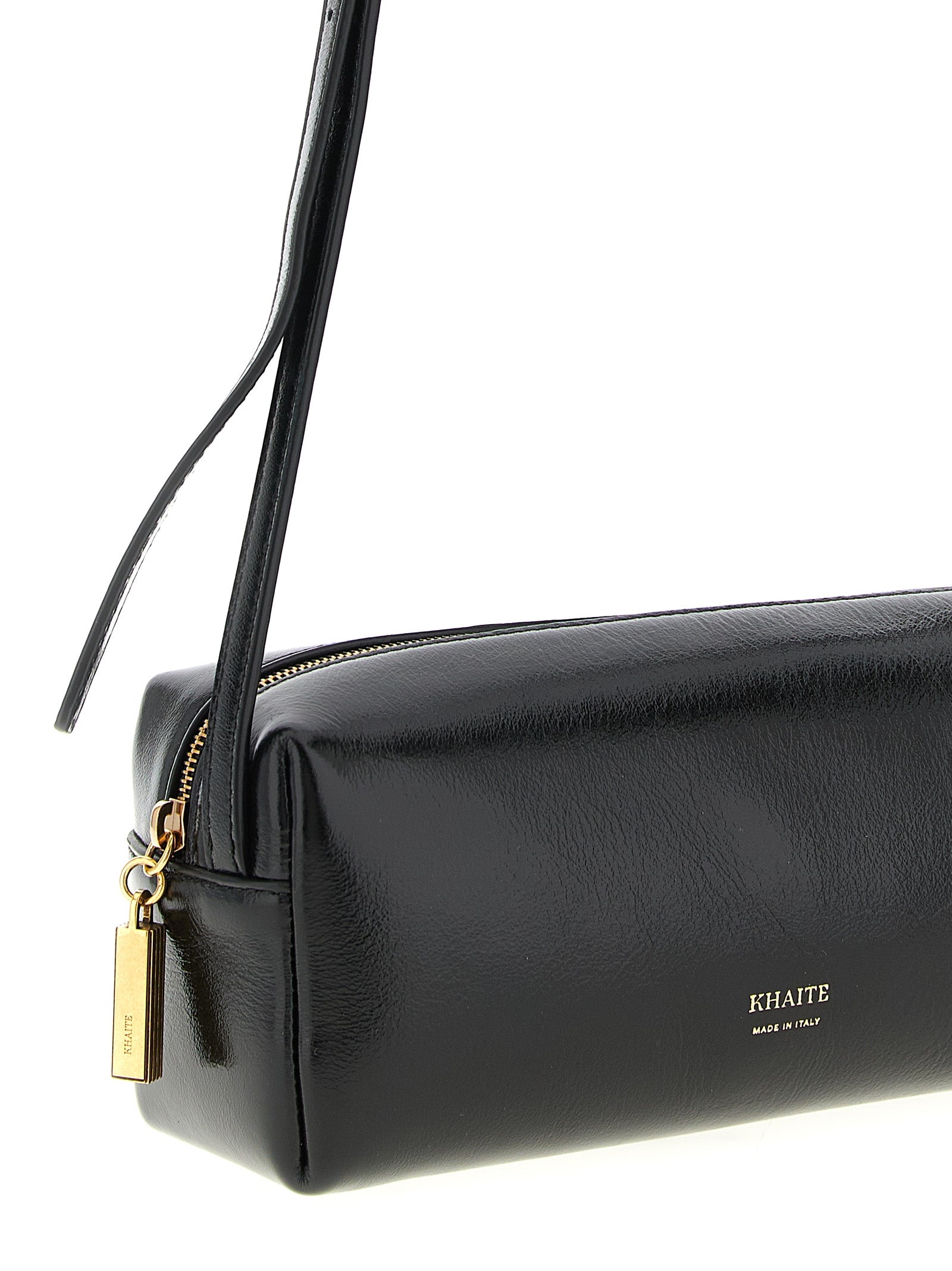 Khaite 100% calfskin leather crossbody bag in black — view 3