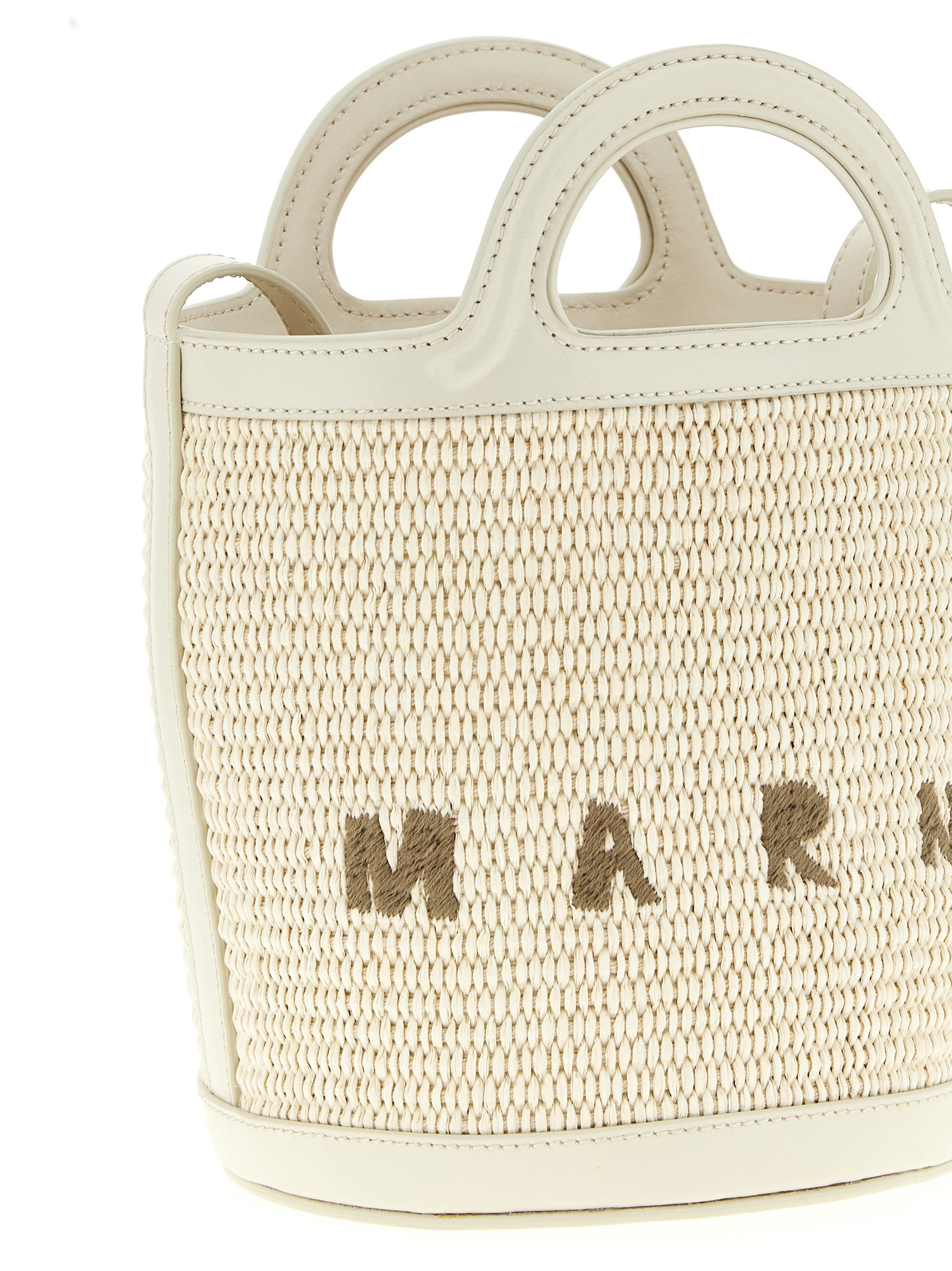 Marni 52% cotton bucket bag in white — view 3