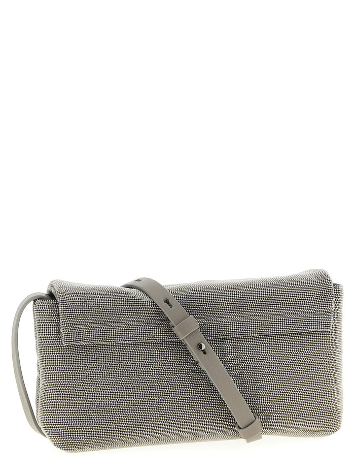 Silver Leather Clutch Bag
