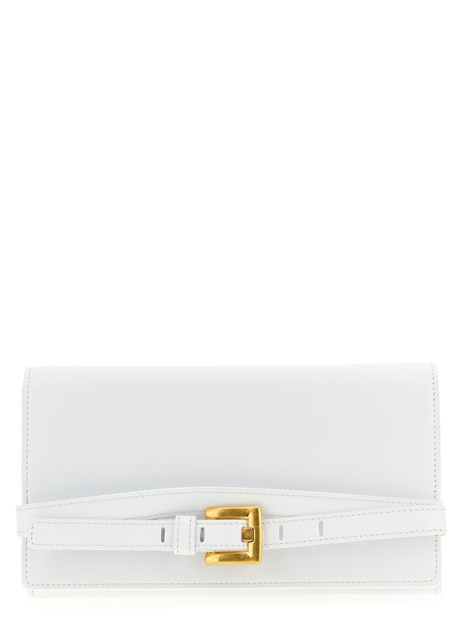 Balmain 100% calfskin leather card case in white