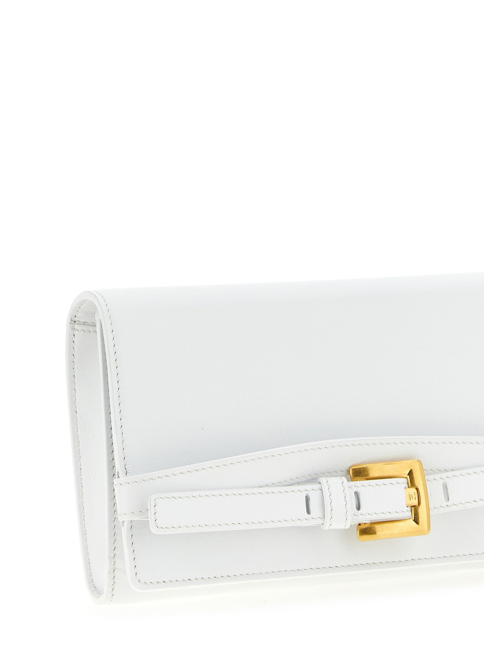 Balmain 100% calfskin leather card case in white — view 3