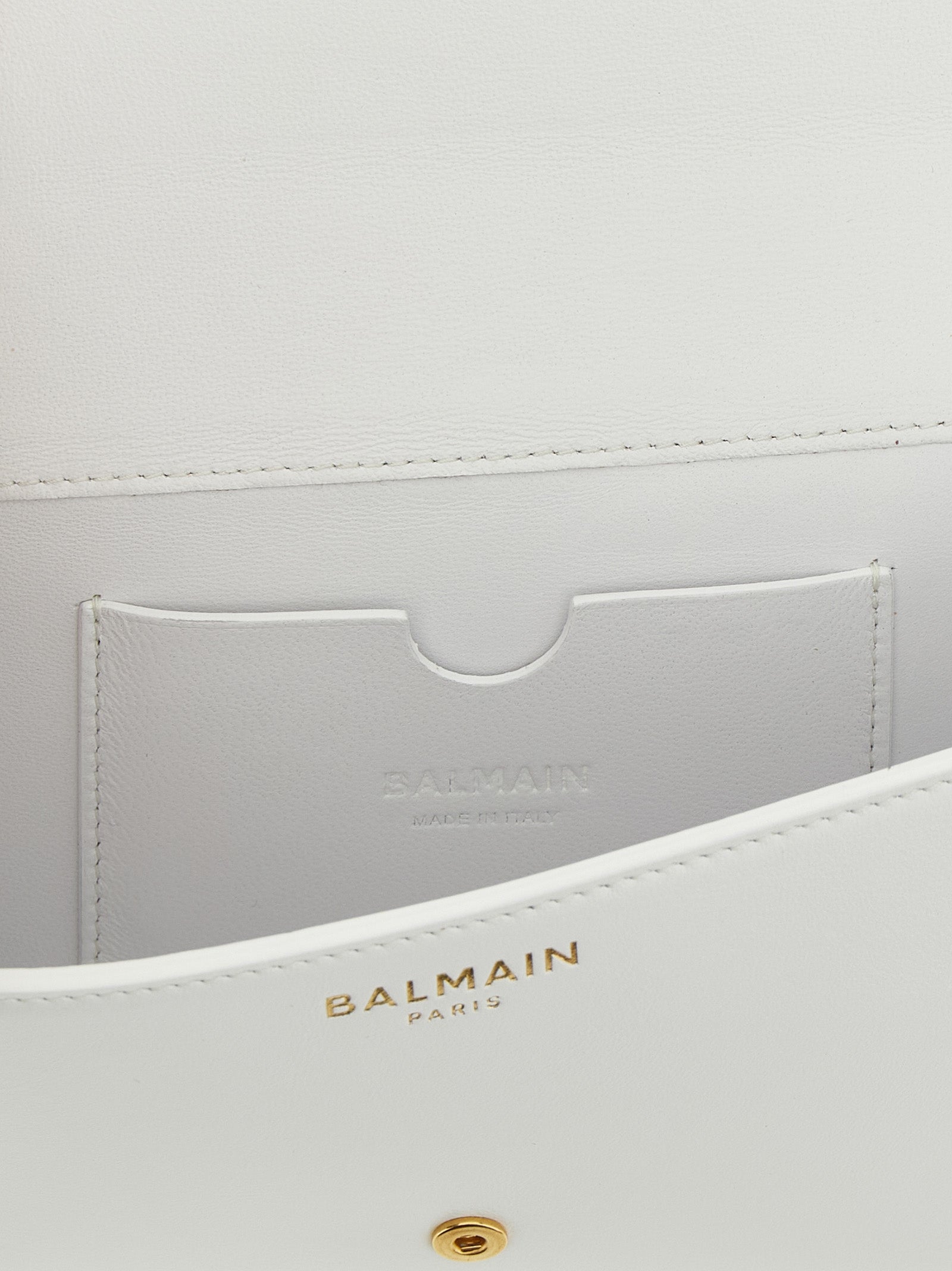 Balmain 100% calfskin leather card case in white — view 4