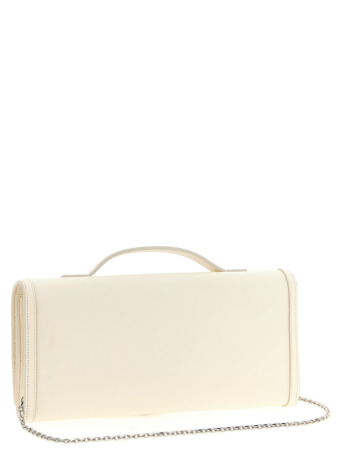 Roger Vivier 100% calfskin leather clutch in white — view 2