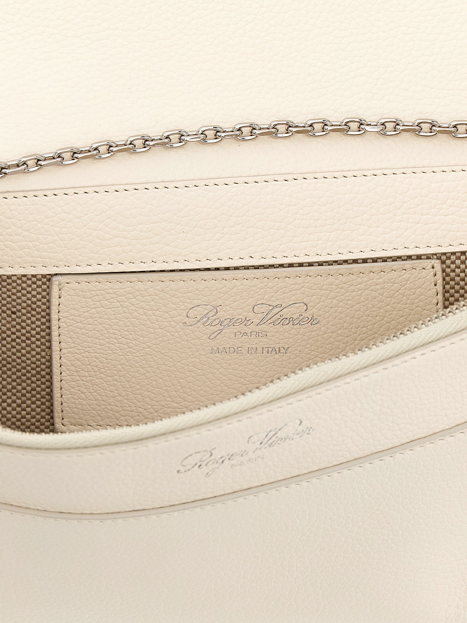 Roger Vivier 100% calfskin leather clutch in white — view 4