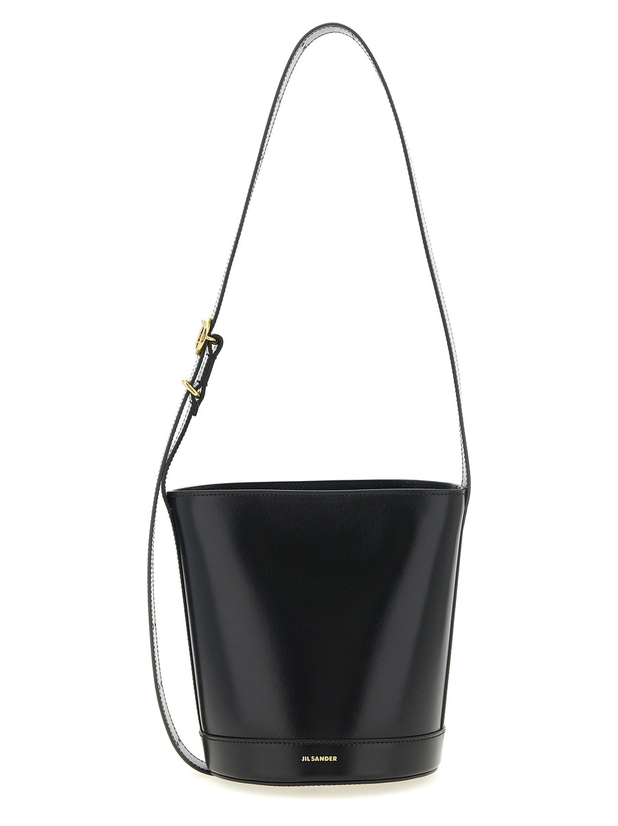 Jil Sander 100% calfskin leather shoulder bag in black