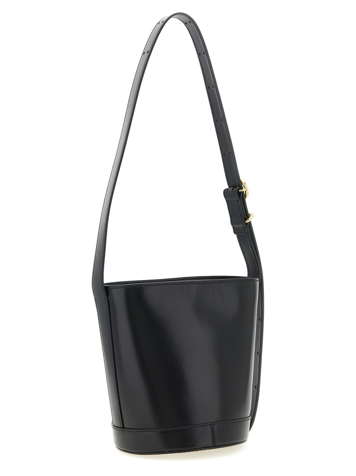 Jil Sander 100% calfskin leather shoulder bag in black — view 2
