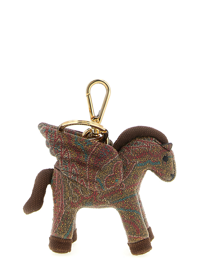 Etro 76% Cotton keychain charm in brown