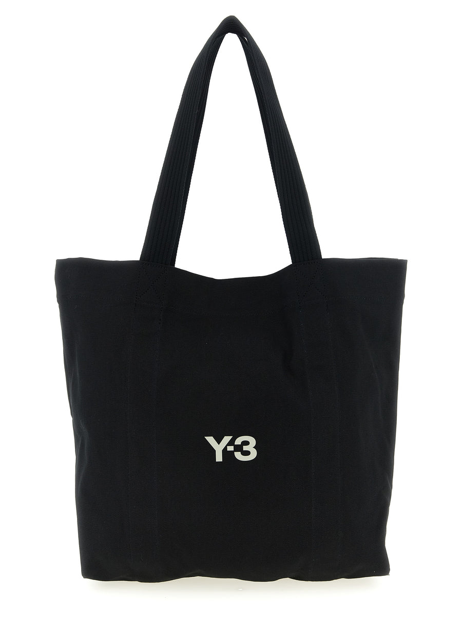 Y-3 100% cotton tote bag in black