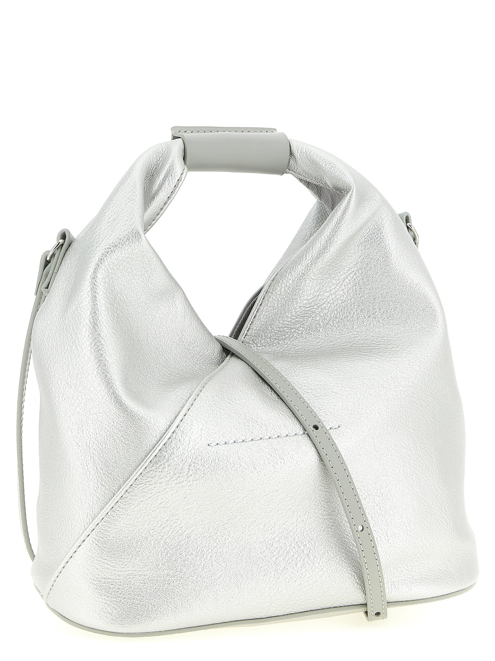 Silver Polyethylene Crossbody Bag
