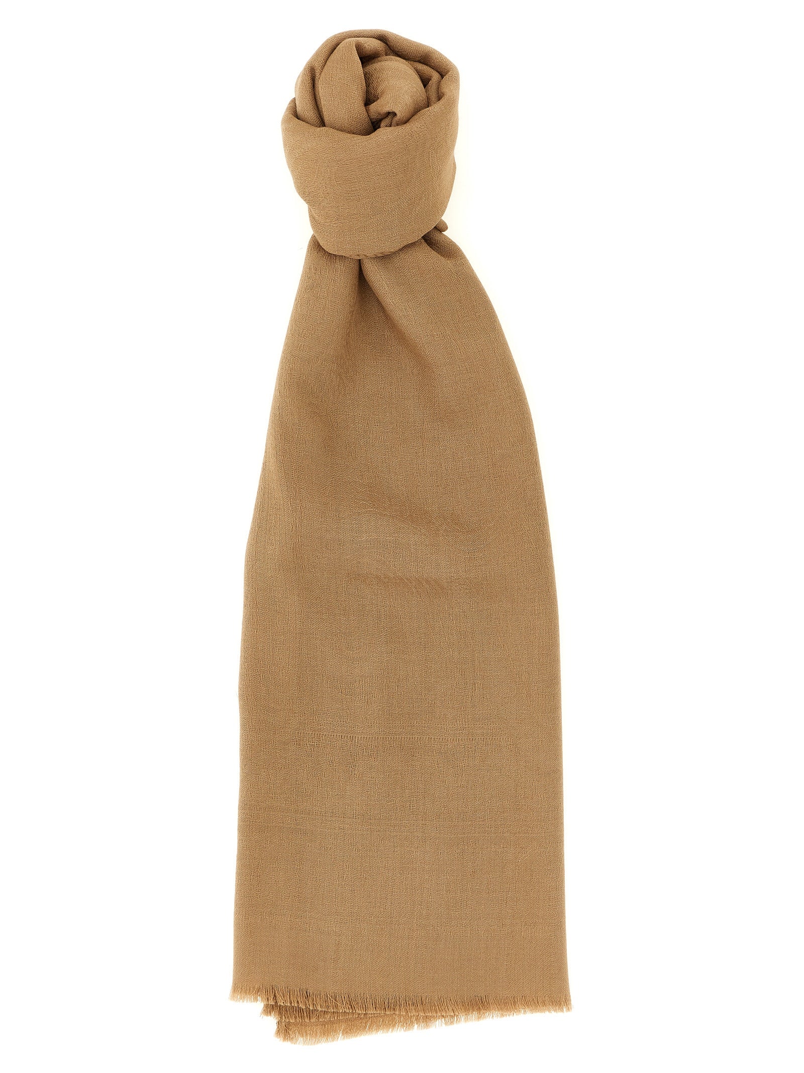 Max Mara 79% wool scarf in brown