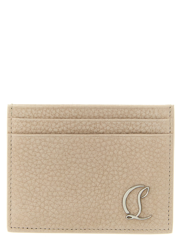 Christian Louboutin 100% calfskin leather card case in beige