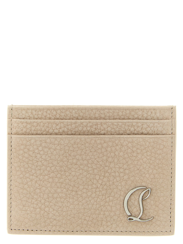 Christian Louboutin 100% calfskin leather card case in beige