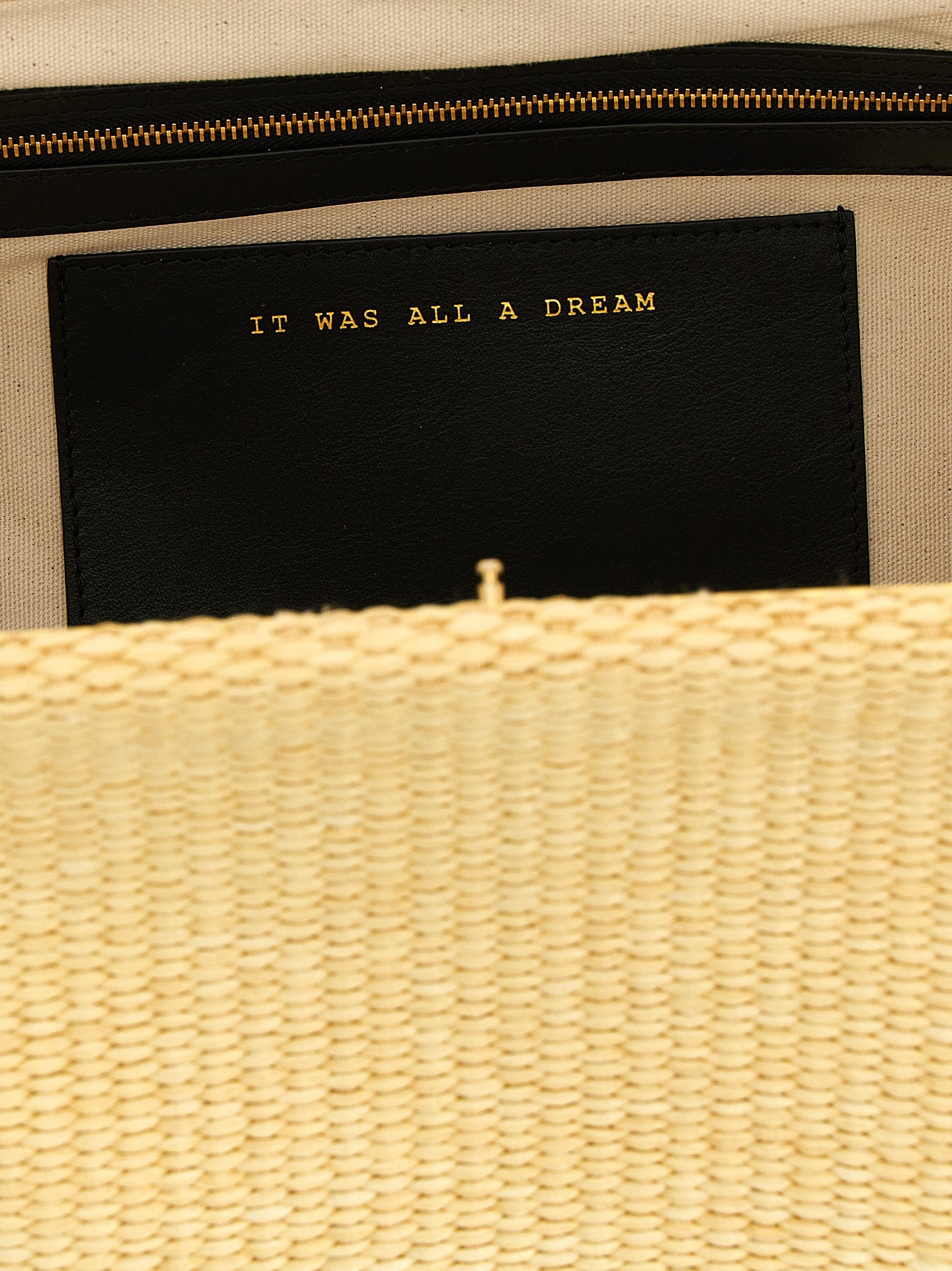 Beige Viscose Clutch Bag