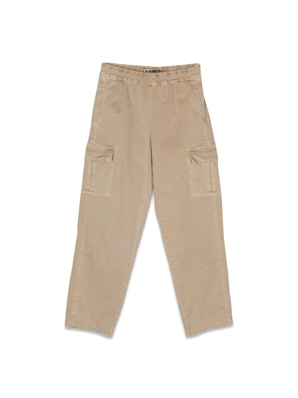 Trousers With Large Pockets Beige Cotton