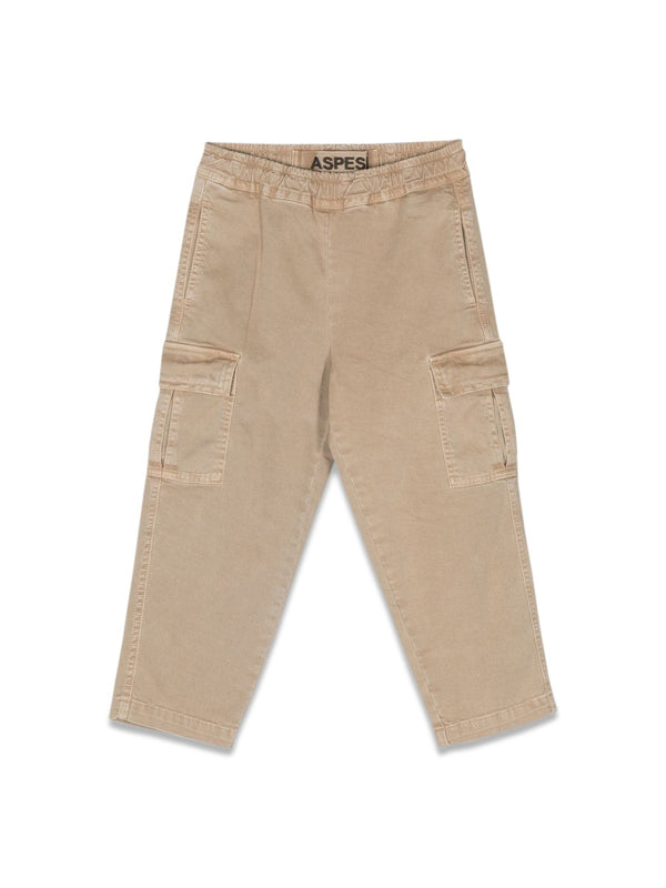 Trousers With Large Pockets Beige Cotton