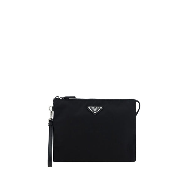 Prada 100% Polyamide clutch in black