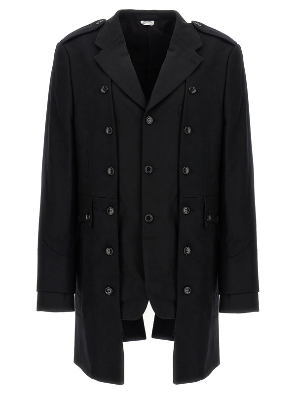 Comme des Garçons 100% wool coat in black