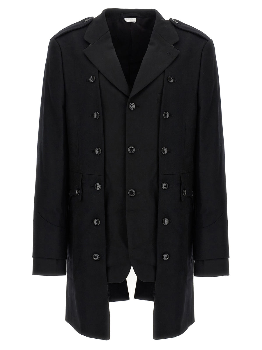 Comme des Garçons 100% wool coat in black