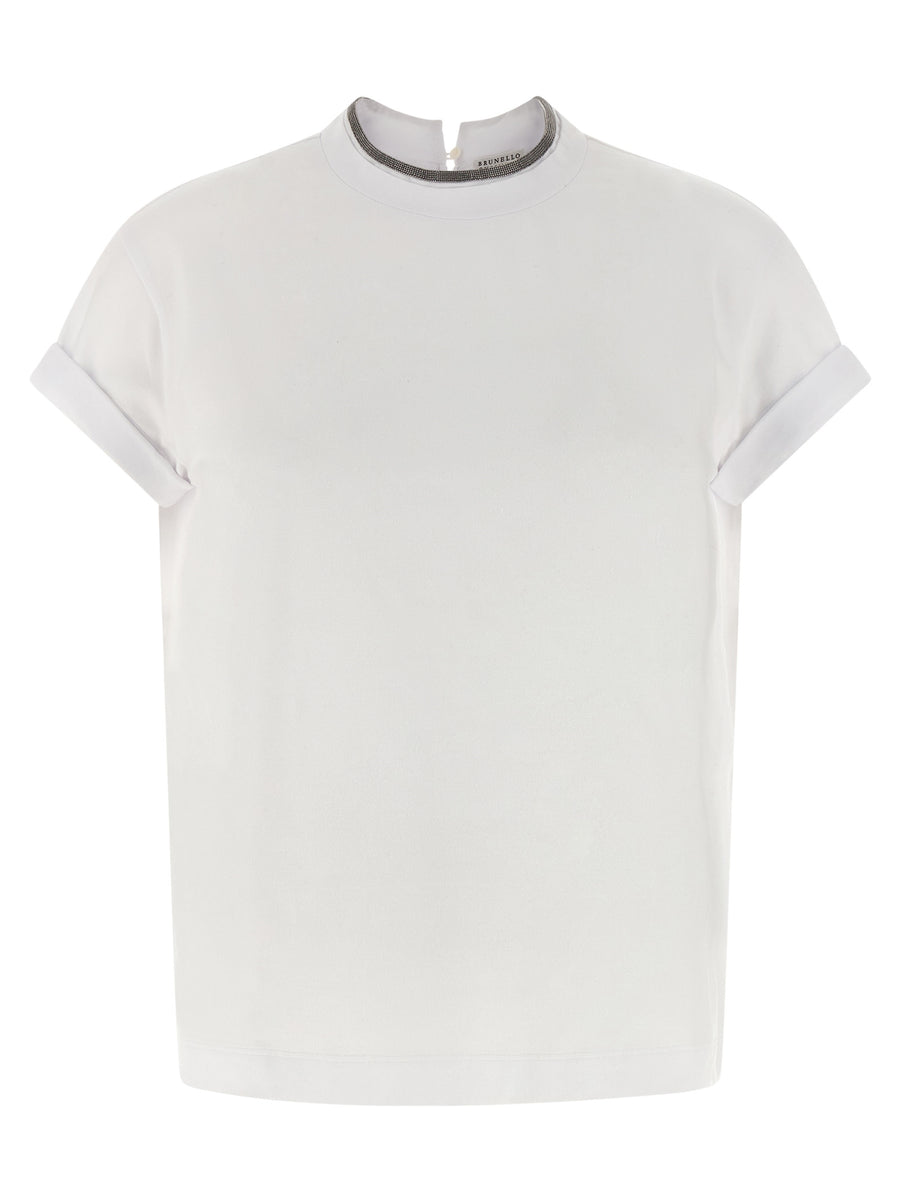 Brunello Cucinelli 93% cotton t-shirt in white
