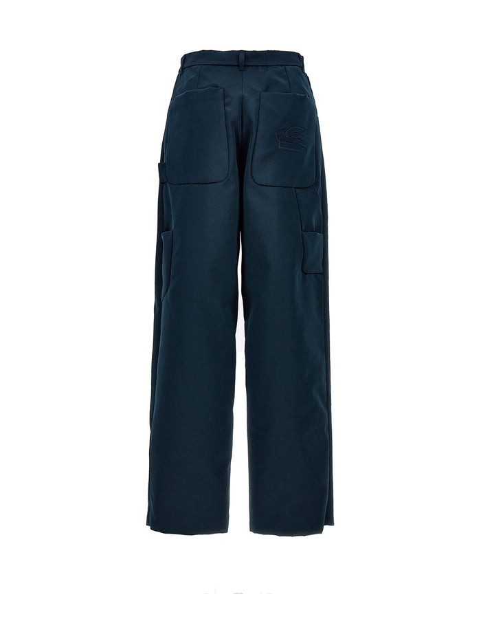 Etro 100% Polyester cargo pants in navy — view 2