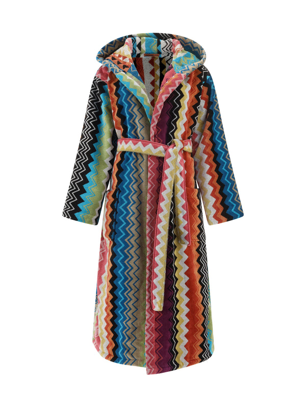 Missoni 100% Cotton hooded bathrobe in multicolor