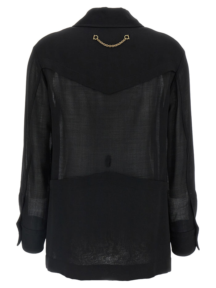 Ferragamo 85% virgin wool jacket in black — view 2