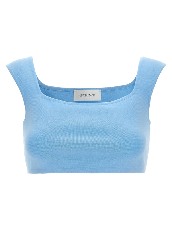 Sportmax 100% Cotton tank top in blue