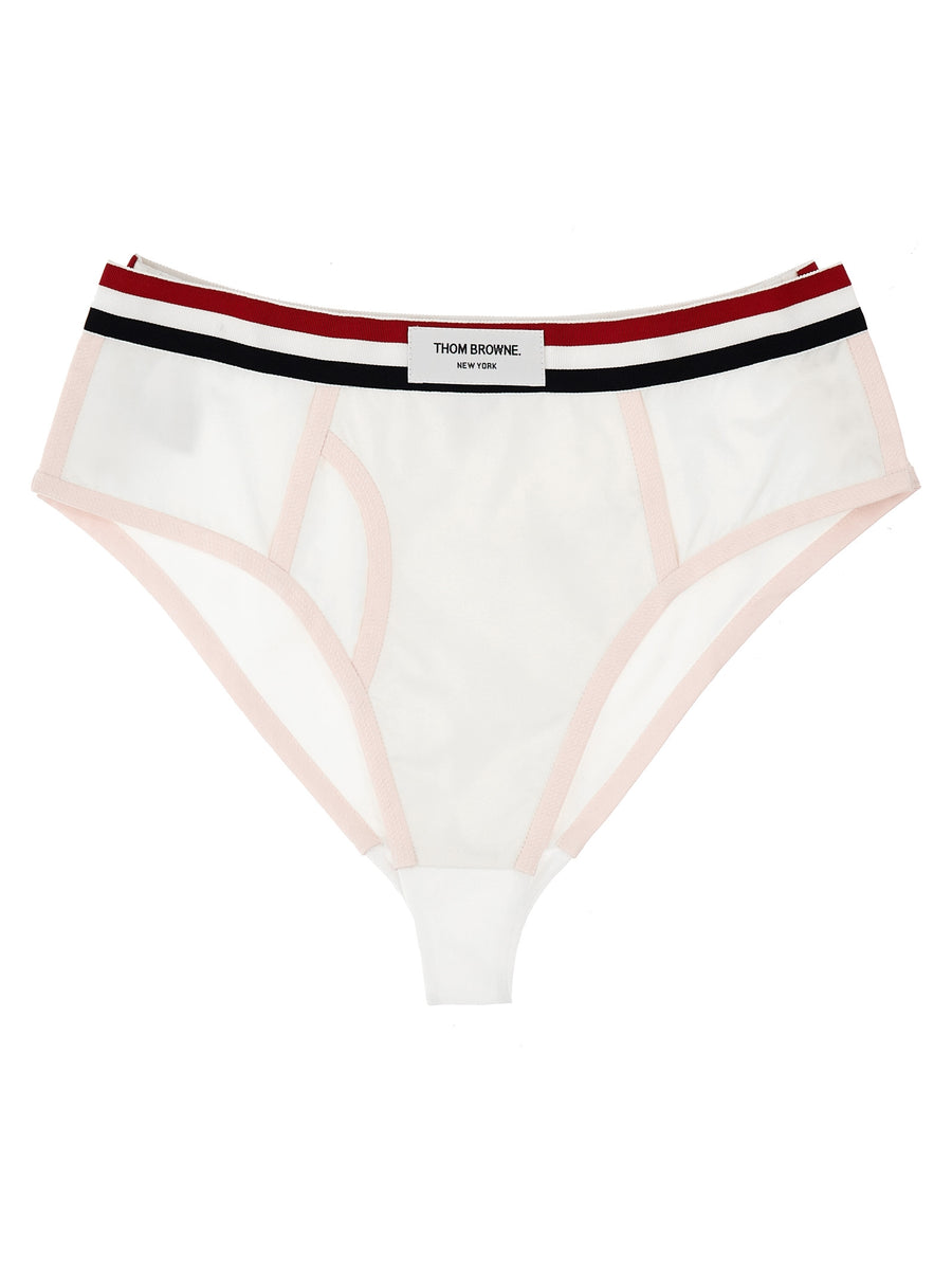 Thom Browne 100% cotton; silk lining briefs in white