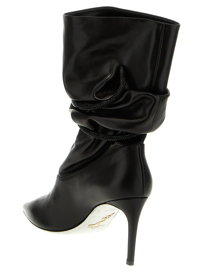 Rene Caovilla 80% Lamb Leather ankle boot in black — view 2