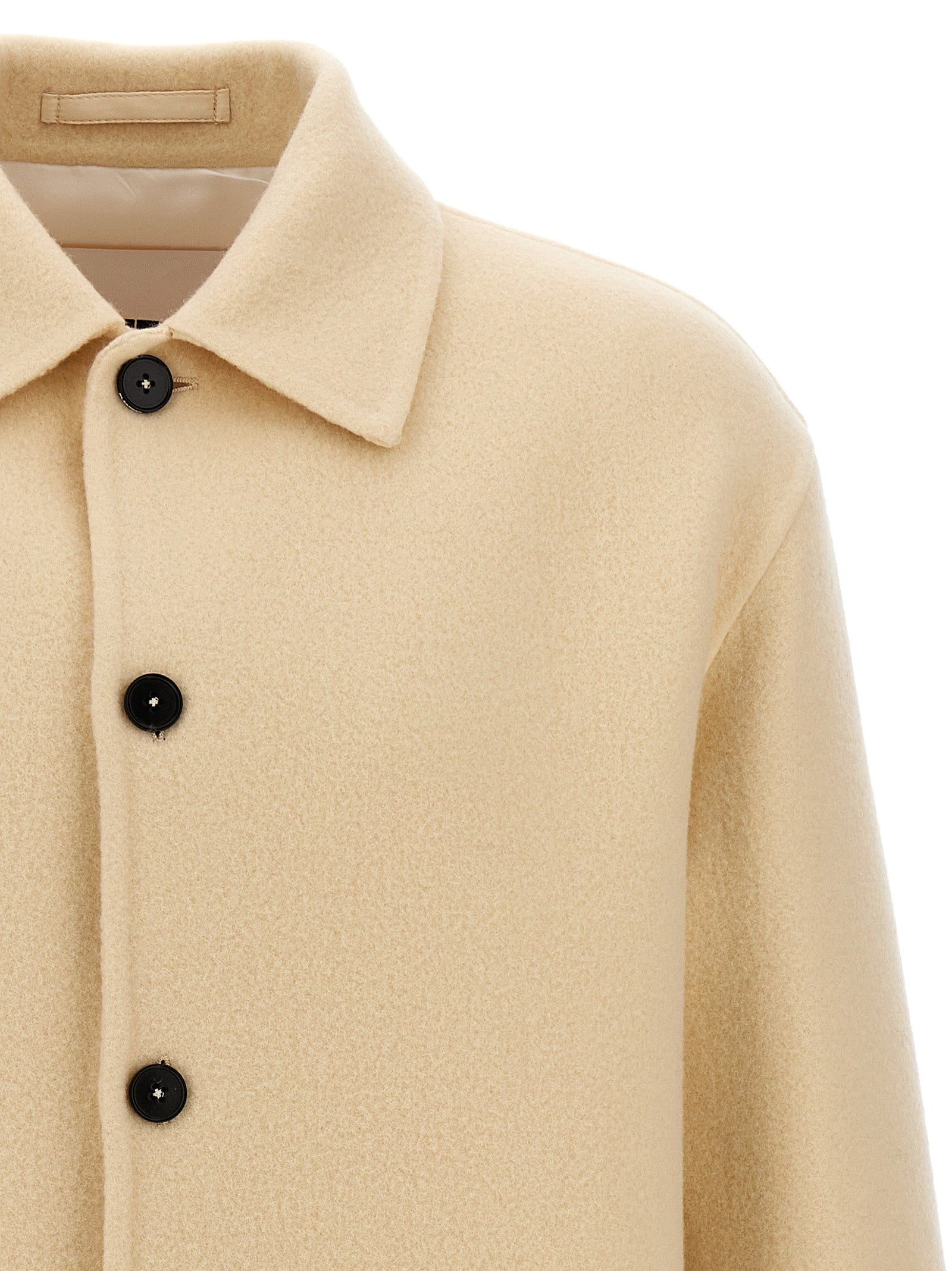 Jil Sander 100% Virgin Wool coat in beige — view 3