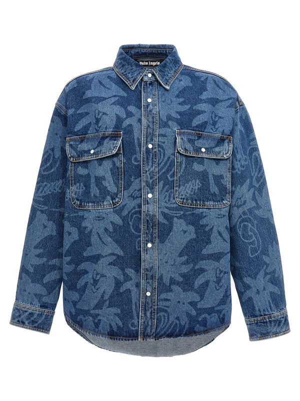 Palm Angels 100% cotton jacket in blue