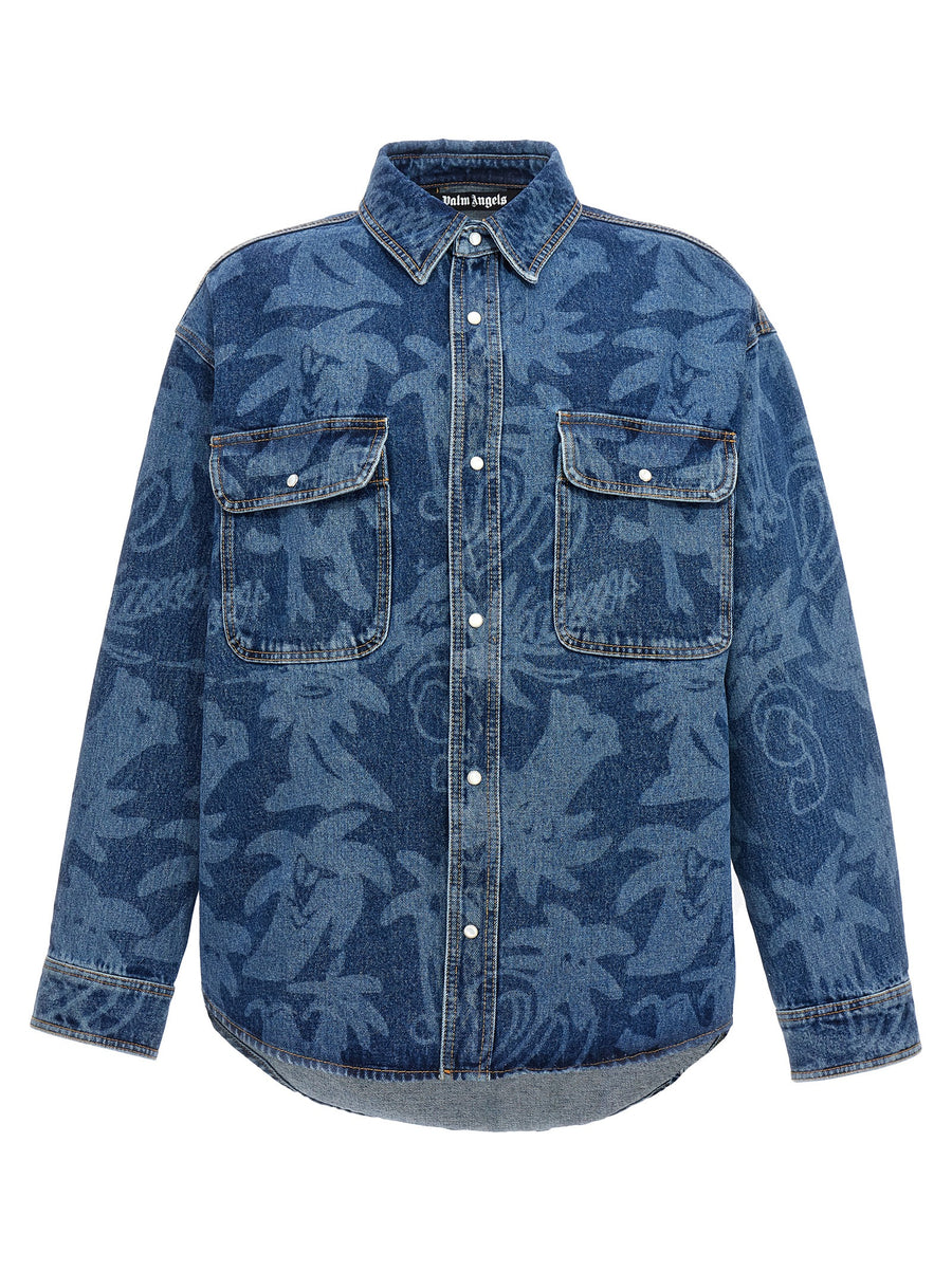 Palm Angels 100% cotton jacket in blue