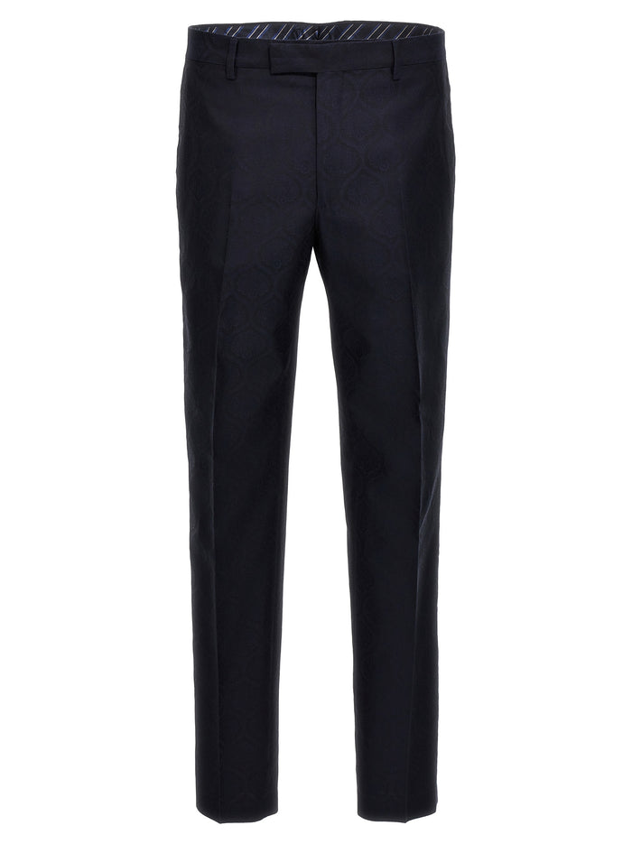 Etro 53% cotton trousers in navy