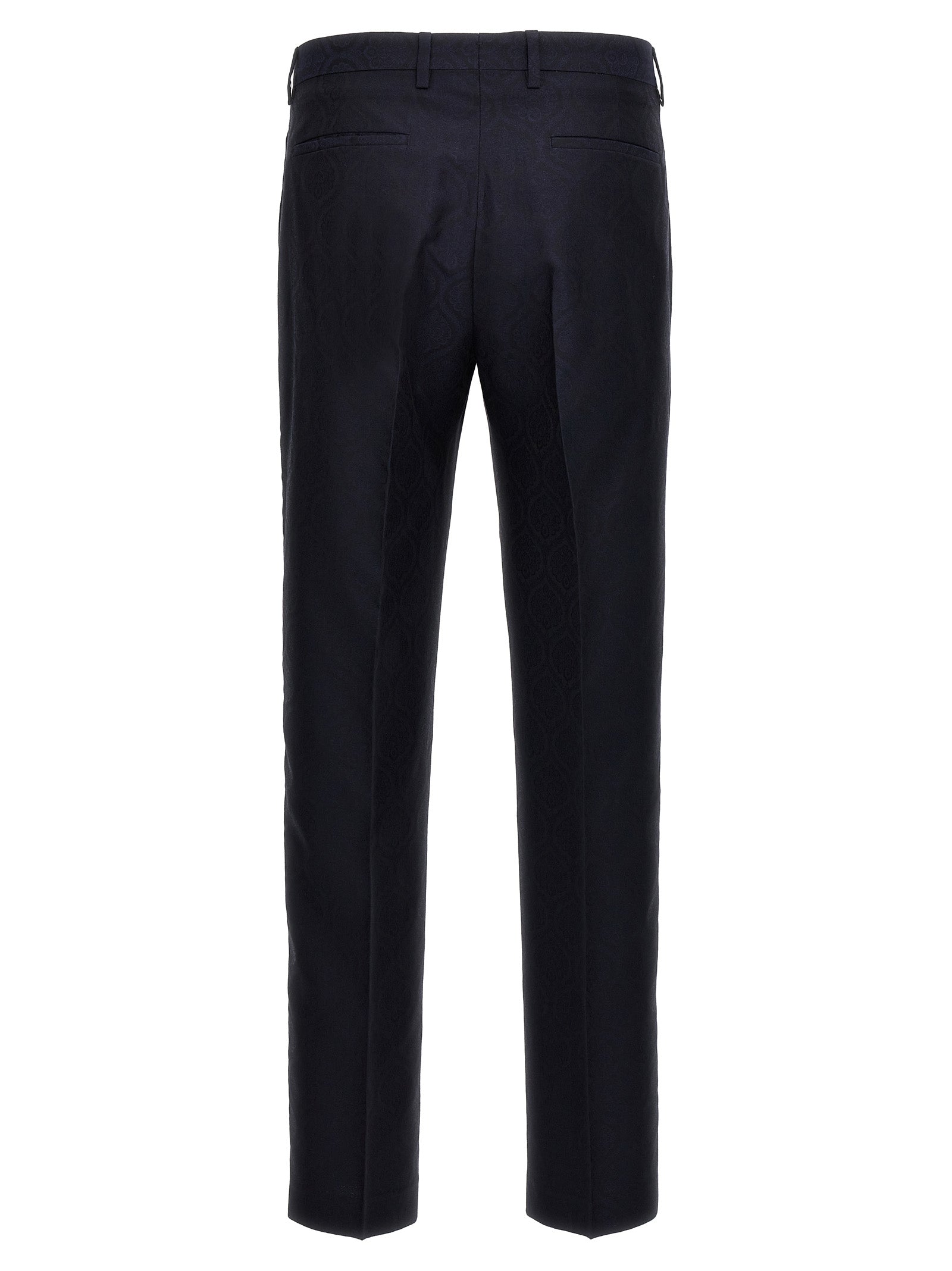 Etro 53% cotton trousers in navy — view 2