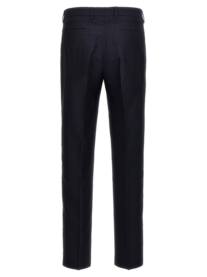 Etro 53% cotton trousers in navy — view 2
