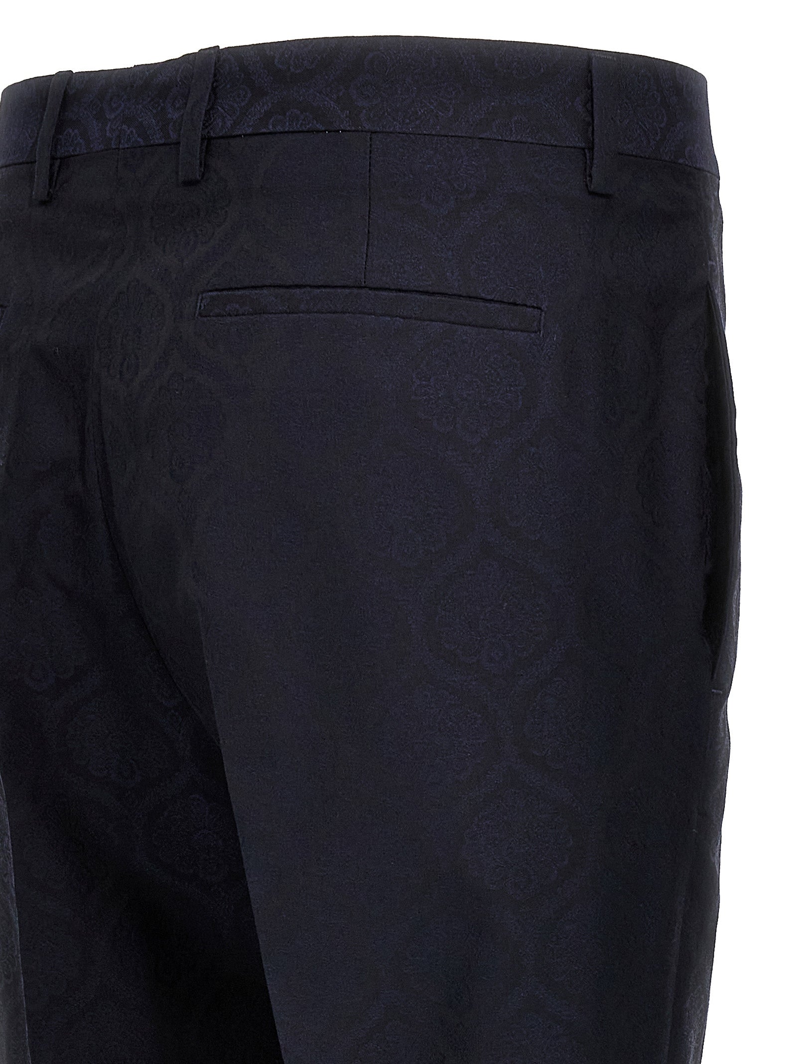Etro 53% cotton trousers in navy — view 4