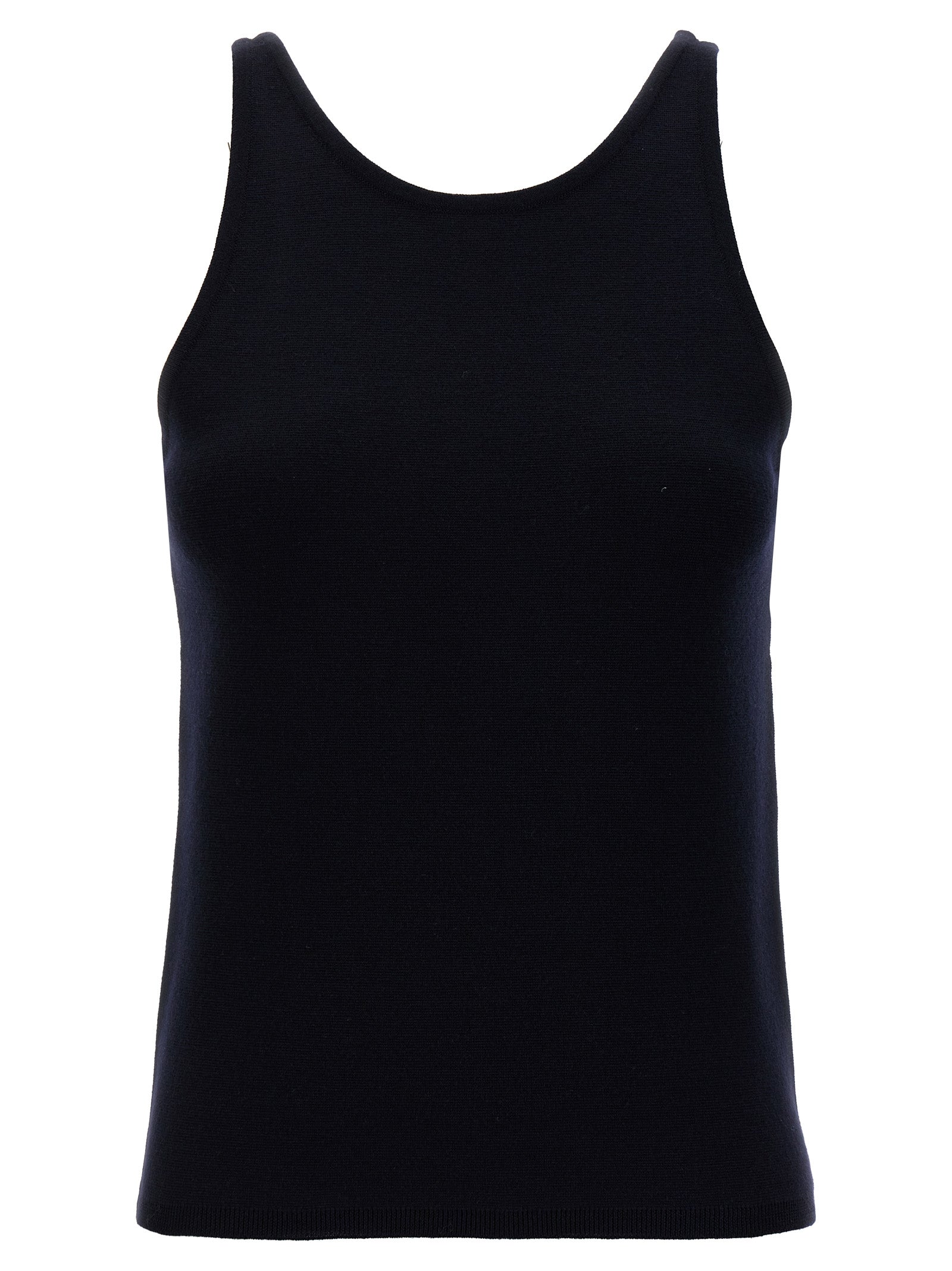 Max Mara 79% virgin wool tank top in blue
