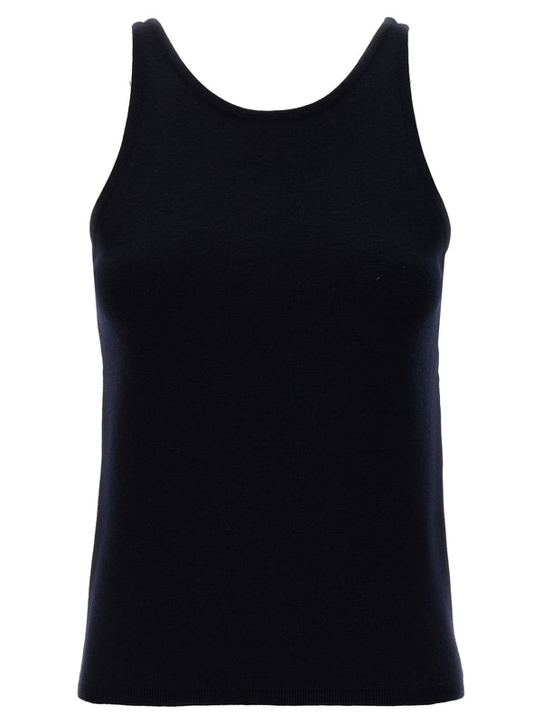 Max Mara 79% virgin wool tank top in blue