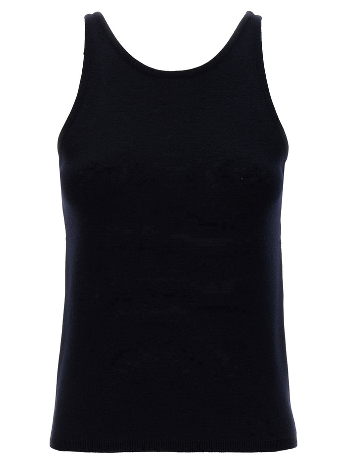 Max Mara 79% virgin wool tank top in blue