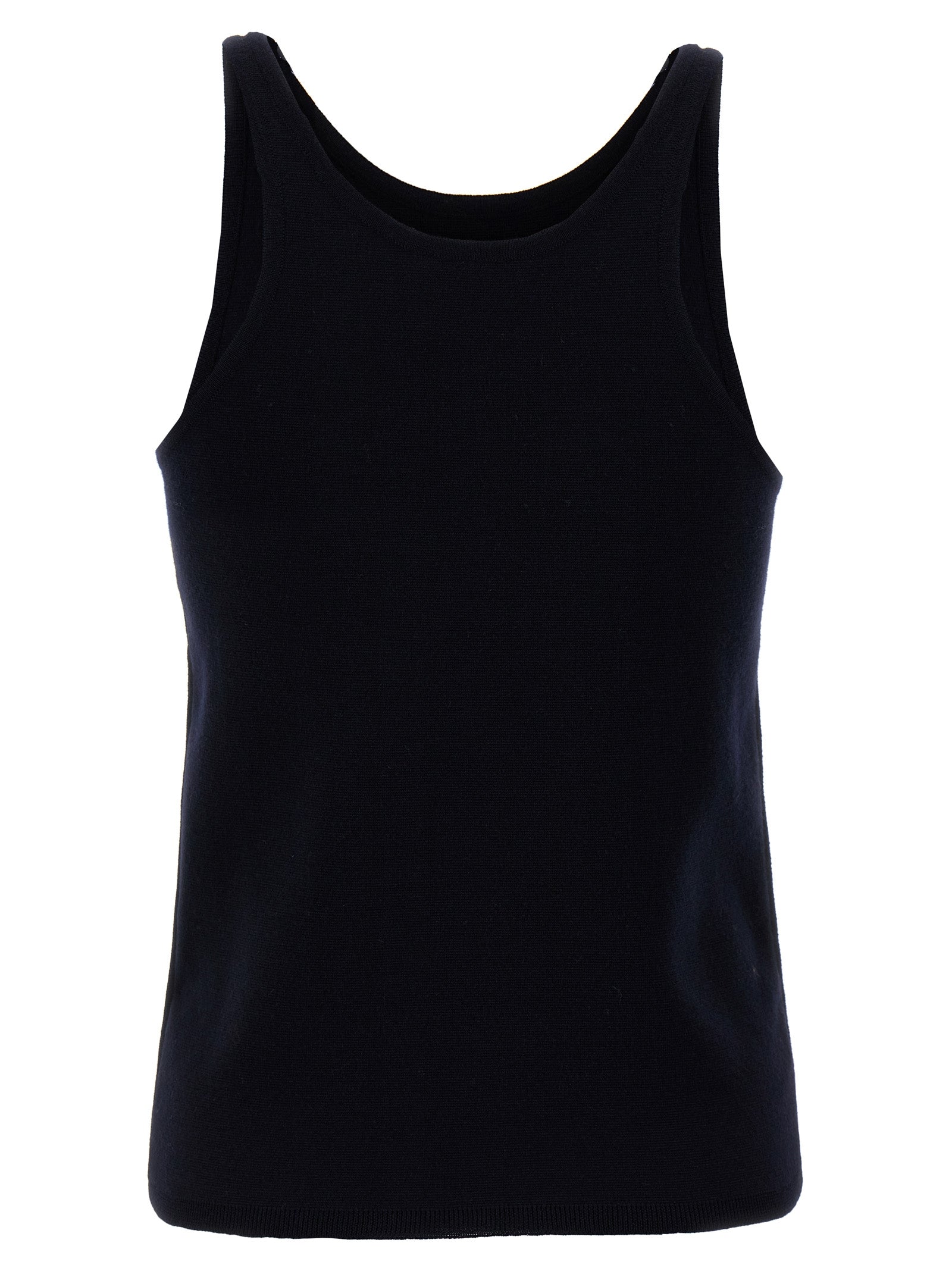 Max Mara 79% virgin wool tank top in blue — view 2
