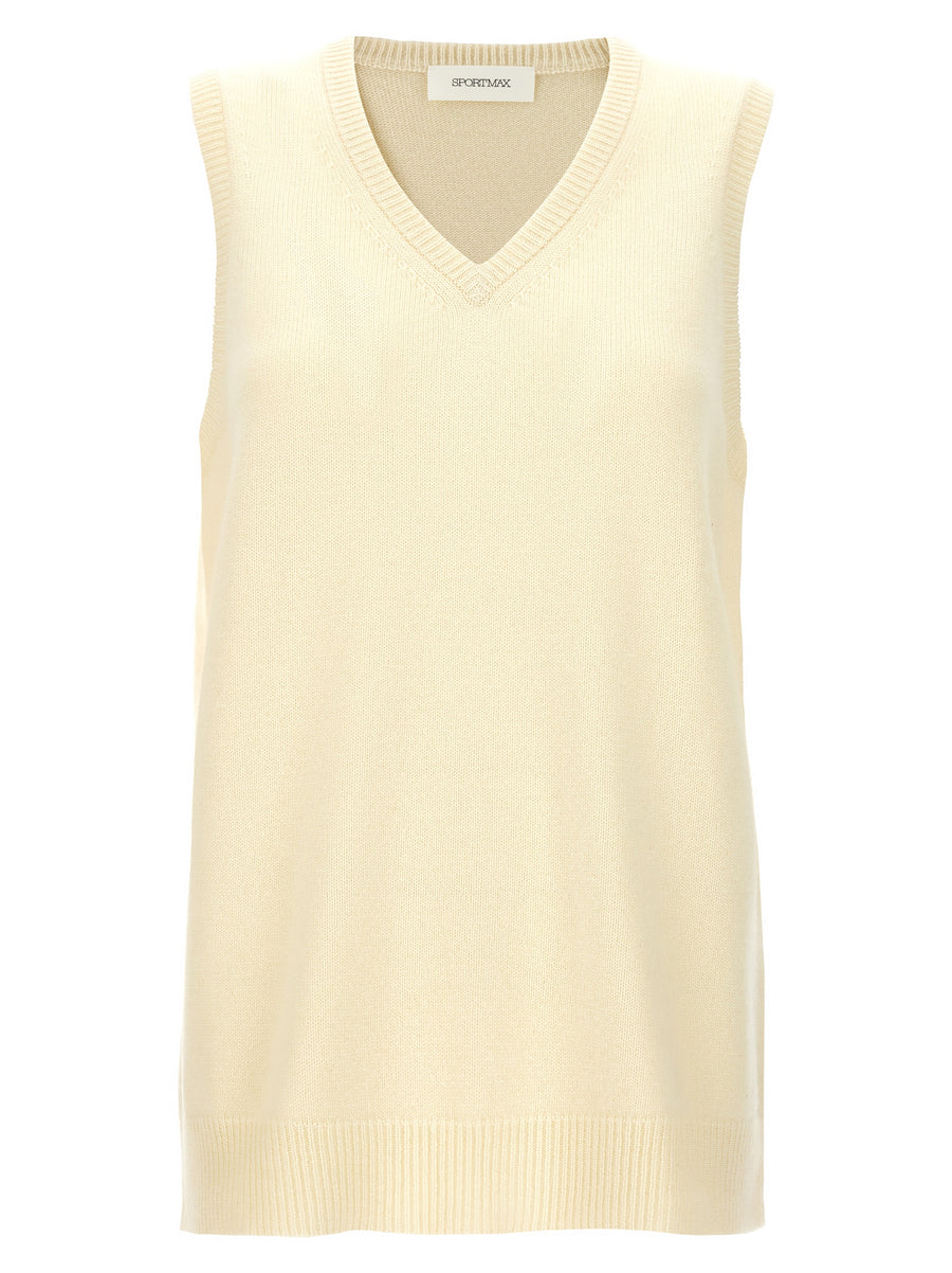 Sportmax 80% Wool tank top in white