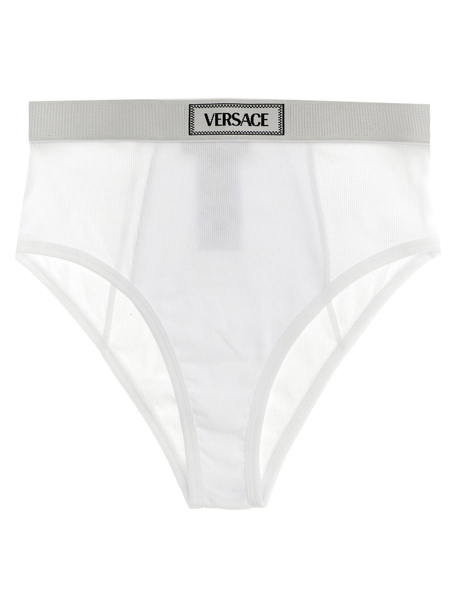 Versace 93% cotton briefs in white