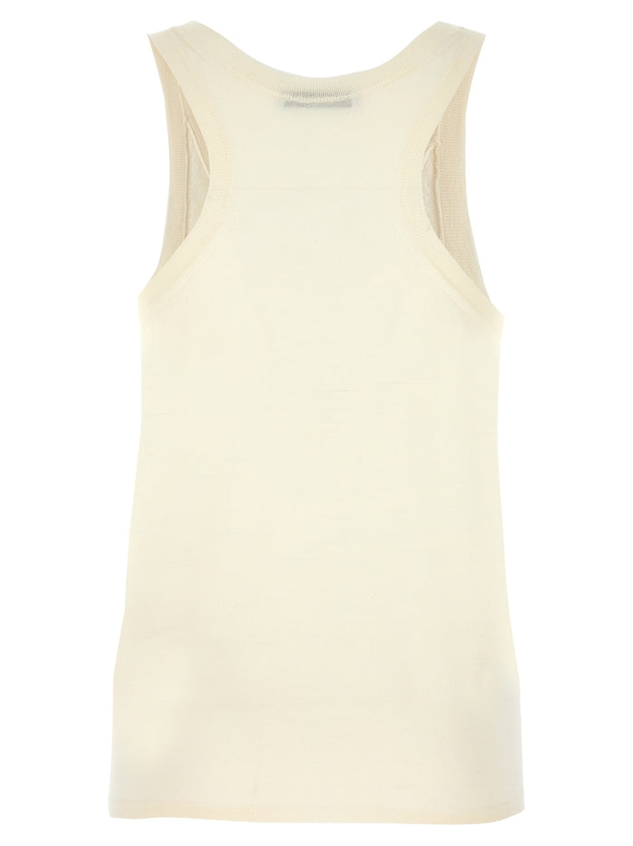Max Mara 100% Cashmere tank top in white — view 2