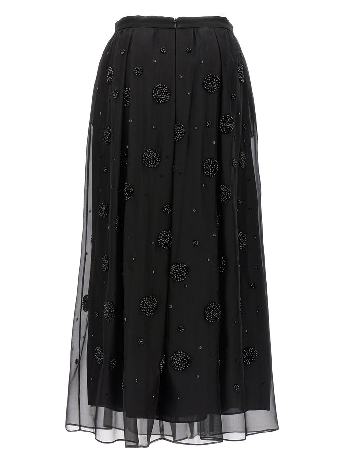 Max Mara 100% silk skirt in black — view 2