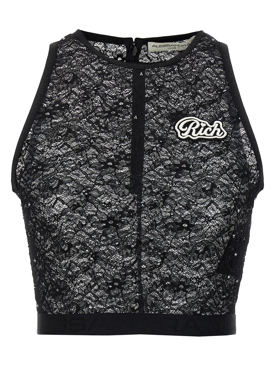 Alessandra Rich 95% polyamide tank top in black