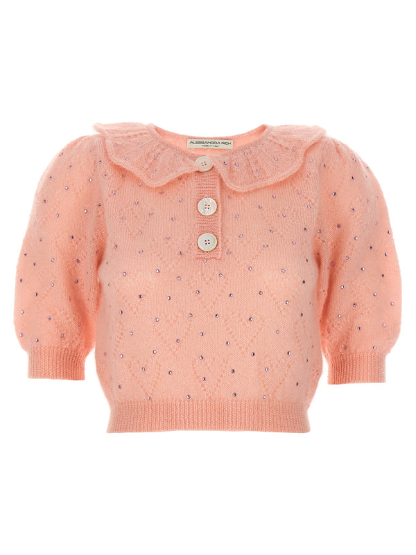 Alessandra Rich 50% Mohair cardigan in pink