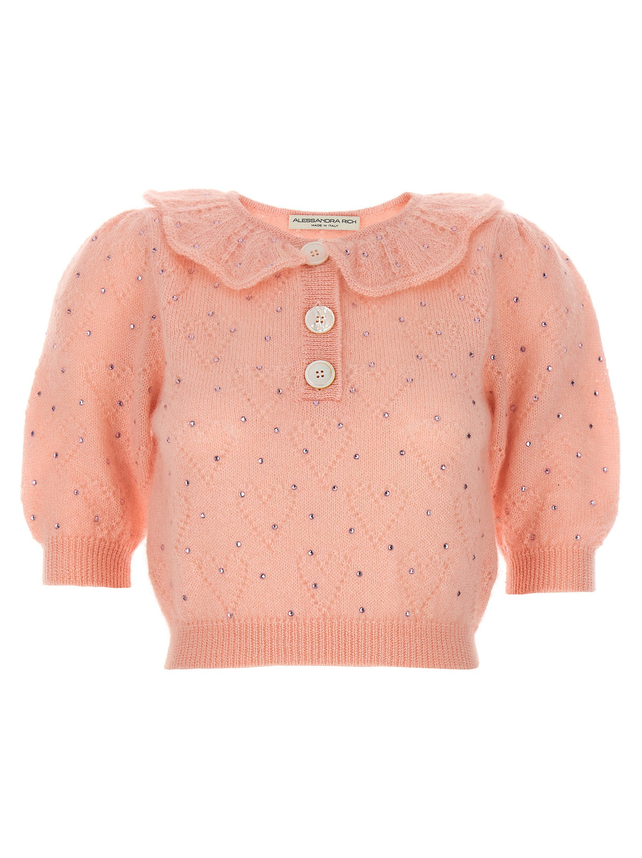 Alessandra Rich 50% Mohair cardigan in pink
